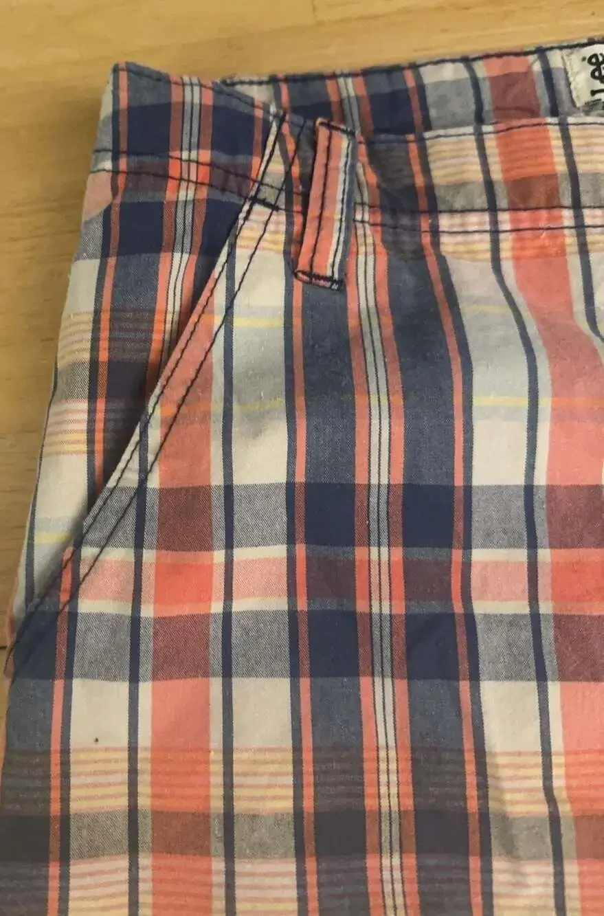Lee Dungarees Boys Plaid Loose Fit Cargo Shorts Size 16 Regular